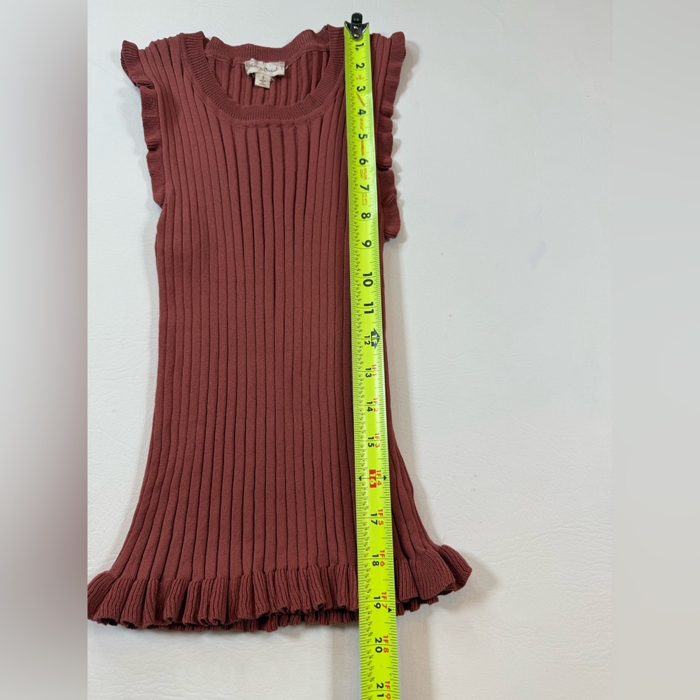 Hem and Thread Ribbed Sleeveless Sweater S Pink Lettuce Ruffle Edge (bin FF) - Picture 4 of 6